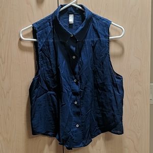 American Apparel Sleeveless blue button down